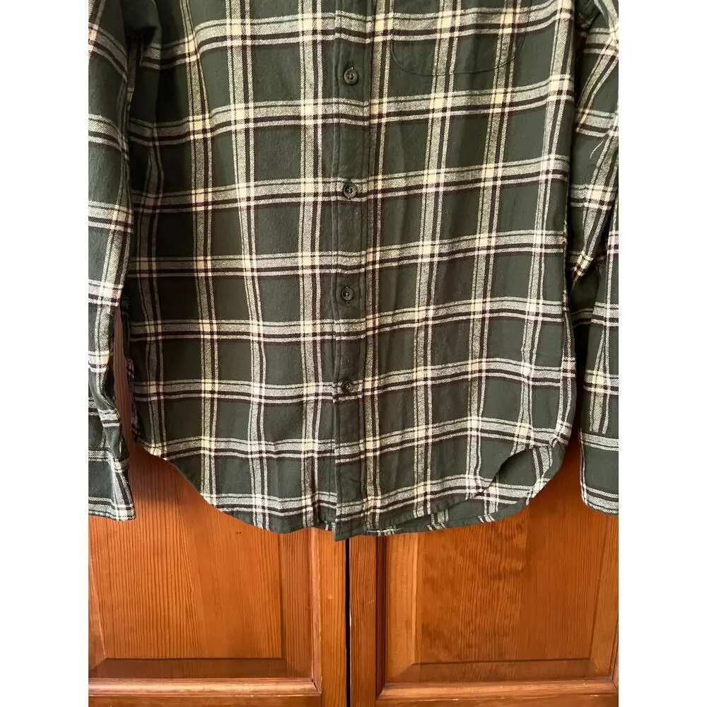 NWT J. Crew Men's Classic Flannel Shirt Plaid Spanish Moss Green Pale Oak SZ XS